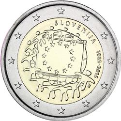 Obverse of Slovenia 2 euros 2015 - 30th anniversary of the EU flag