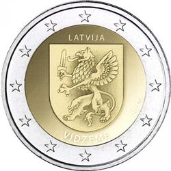 Obverse of Latvia 2 euros 2016 - Vidzeme Region