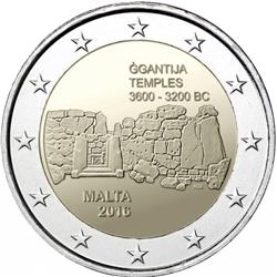 Obverse of Malta 2 euros 2016 - Maltese Prehistoric Sites - Ġgantija