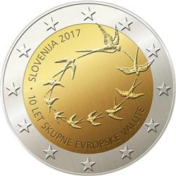 Obverse of Slovenia 2 euros 2017 - 10th anniversary of the Euro