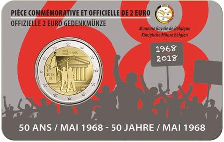 Obverse of Belgium 2 euros 2018 - Student revolt of May 1968