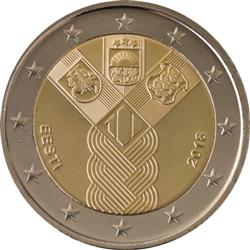 Obverse of Estonia 2 euros 2018 - 100 years of the Baltic States
