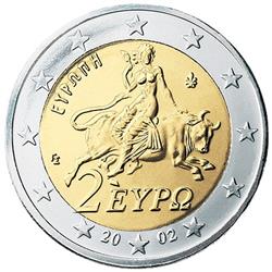 Obverse of Greece 2 euros 2008 - Europa abducted by Zeus