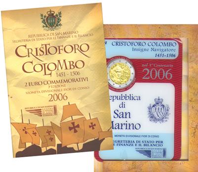 Obverse of San Marino 2 euros 2006 - 500th anniversary of Christopher Columbus' death