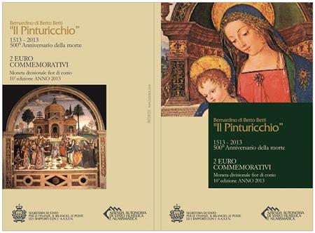 Obverse of San Marino 2 euros 2013 - 500th anniversary of the death of Pinturicchio