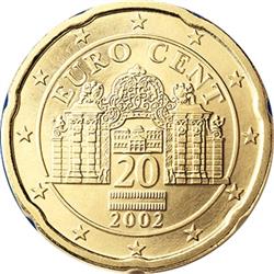 Obverse of Austria 20 cents 2018 - The Belvedere Palace