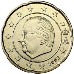 Obverse of Belgium 20 cents 2005 - Effigy and monogram of King Albert II