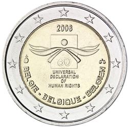 Obverse of Belgium 2 euros 2008 - 60th Anniversary of the Universal Declaration of Human Rights