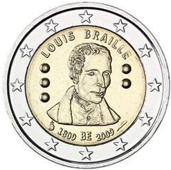Obverse of Belgium 2 euros 2009 - 200th Birthday of Louis Braille
