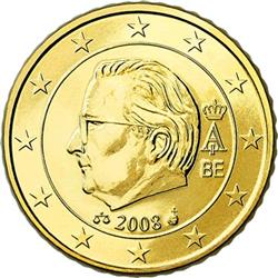 Obverse of Belgium 50 cents 2008 - Effigy and monogram of King Albert II