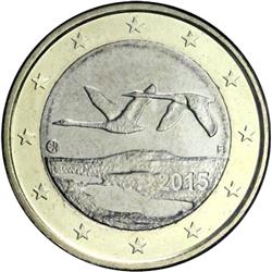Obverse of Finland 1 euro 2008 - Two flying swans