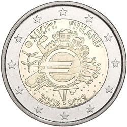 Obverse of Finland 2 euros 2012 - 10 years of euro banknotes and coins