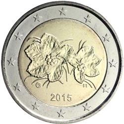 Obverse of Finland 2 euros 2010 - The fruit and leaves of the cloudberry