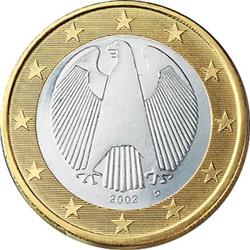 Obverse of Germany 1 euro 2002 - The German eagle 