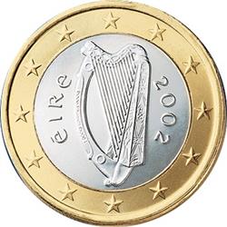 Obverse of Ireland 1 euro 2009 - Celtic Harp