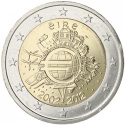 Obverse of Ireland 2 euros 2012 - 10 years of euro banknotes and coins