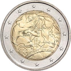 Obverse of Italy 2 euros 2008 - 60th Anniversary of the Universal Declaration of Human Rights
