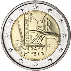 Obverse of Italy 2 euros 2009 - 200th Birthday of Louis Braille