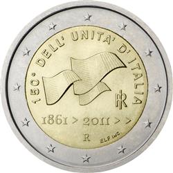 Obverse of Italy 2 euros 2011 - 150th Anniversary of Italian unification