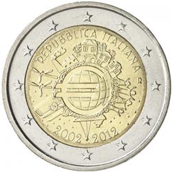 Obverse of Italy 2 euros 2012 - 10 years of euro banknotes and coins