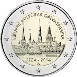 Obverse of Latvia 2 euros 2014 - Riga - European Capital of Culture 2014