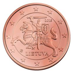 Obverse of Lithuania 5 cents 2015 - Vytis