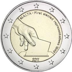 Obverse of Malta 2 euros 2011 - First elected representatives