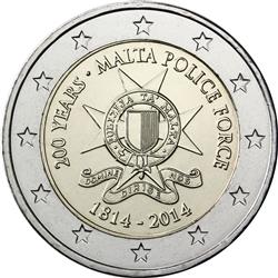 Obverse of Malta 2 euros 2014 - 200th Anniversary of the Malta Police Force
