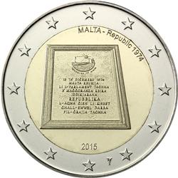 Obverse of Malta 2 euros 2015 - Proclamation of the Republic of Malta in 1974
