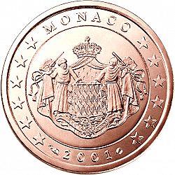 Obverse of Monaco 1 cent 2002 - Grimaldi coat of arms