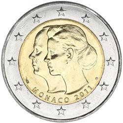 Obverse of Monaco 2 euros 2011 - Wedding of Prince Albert and Charlene Wittstock