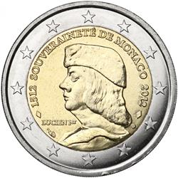 Obverse of Monaco 2 euros 2012 - 500th anniversary of the foundation of Monaco's Sovereignty