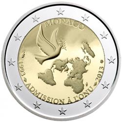 Obverse of Monaco 2 euros 2013 - 20th anniversary of its accession to the UN