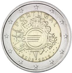 Obverse of Portugal 2 euros 2012 - 10 years of euro banknotes and coins
