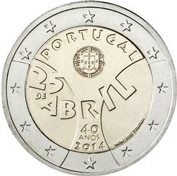 Obverse of Portugal 2 euros 2014 - 40 Years since the Carnation Revolution