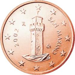 Obverse of San Marino 1 cent 2005 - Third tower - Il Montale