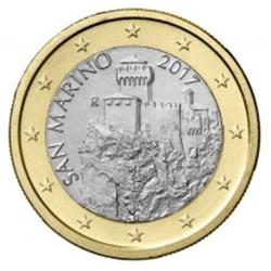 Obverse of San Marino 1 euro 2018 - Second Tower