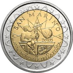 Obverse of San Marino 2 euros 2005 - World Year of Physics 2005