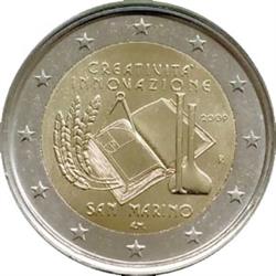 Obverse of San Marino 2 euros 2009 - European Year of Creativity and Innovation