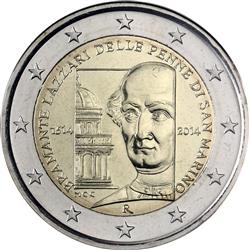 Obverse of San Marino 2 euros 2014 - 500th Anniversary of the Death of Donato Bramante