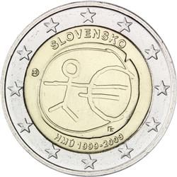Obverse of Slovakia 2 euros 2009 - 10th anniversary of the EMU and the birth of the euro