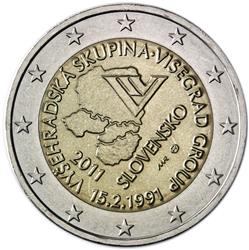 Obverse of Slovakia 2 euros 2011 - 20th Anniversary of Foundation of the Visegrad Group