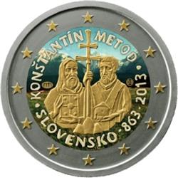 Obverse of Slovakia 2 euros 2013 - Saint Cyrillus and Methodius