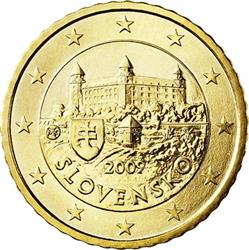 Obverse of Slovakia 50 cents 2009 - Bratislava Castle