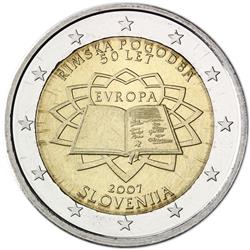 Obverse of Slovenia 2 euros 2007 - 50th anniversary of the Treaty of Rome