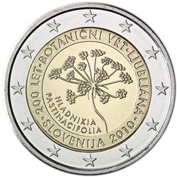 Obverse of Slovenia 2 euros 2010 - 200th anniversary of the botanical garden in Ljubljana