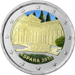 Obverse of Spain 2 euros 2011 - Lion yard of the Alhambra, Granada