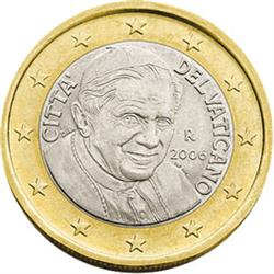 Obverse of Vatican 1 euro 2012 - Portrait of His Holiness Pope Benedict XVI