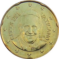 Obverse of Vatican 20 cents 2014 - Portrait of His Holiness Pope Benedict XVI