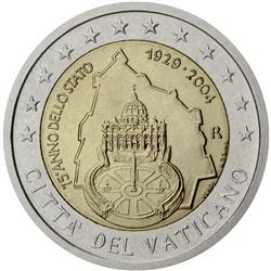 Obverse of Vatican 2 euros 2004 - 75th Foundation Anniversary